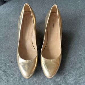 J Crew Gold Wedge Heels - Size 7.5